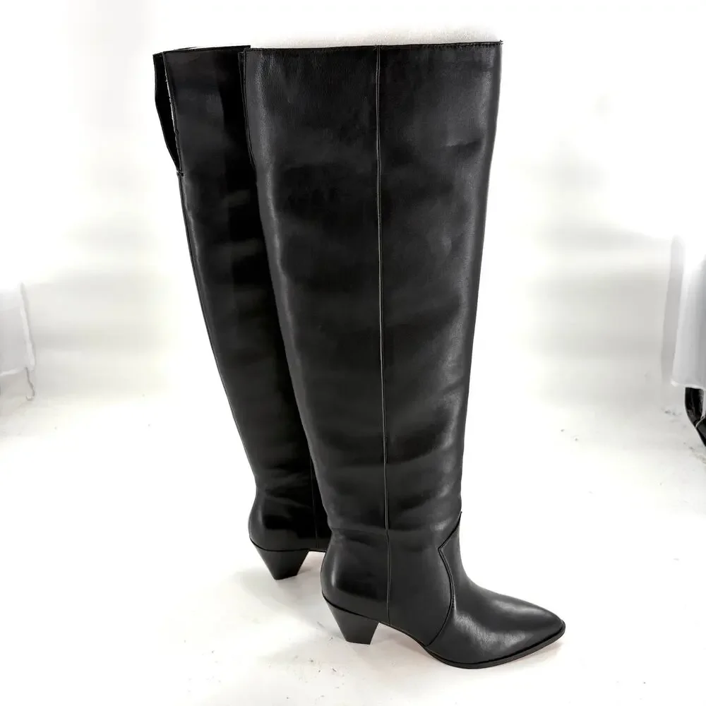 Vince Camuto Sewinny Over the Knee Boots 6 Black NWOT Wide Calf Tall Heel Glam